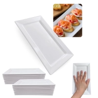 Kit 20 Travessas 25 Cm Retangulares para Buffet Sushi Restaurante em Melamina / Plstico
