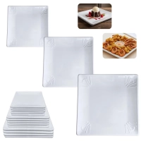Kit 15 Pratos Quadrados Raso 20 Cm, 25 Cm e 30,5 Cm (5 Cada) Travessas para Buffet Restaurante