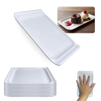 Kit 10 Travessas Bandejas 20,5 Cm Retangulares para Buffet Sushi Sobremesa Finger Food Petisqueira