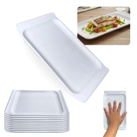 Kit 10 Travessas Bandejas 25 Cm Retangulares para Buffet Sushi Finger Food Petisqueira Doceira Expositor