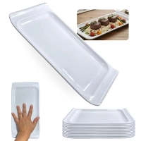 Kit 10 Travessas Bandejas 30 Cm Retangulares para Buffet Sushi Finger Food Petisqueira Doceira Expositor