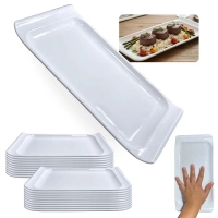 Kit 20 Travessas Bandejas 30 Cm Retangulares para Buffet Sushi Finger Food Petisqueira Doceira Expositor