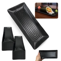 Kit 20 Travessas Rasa 21,5 Cm Prato Preto para Restaurante Comida Japonesa Buffet Sushi em Melamina