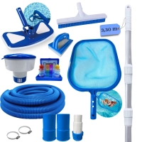 Limpeza Piscina Haste 3,30m+ Mangueira 4m 38mm+ Flutuador+ Aspirador+ Escovas+ Peneira+ Aval Ph / Cl