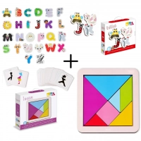 Kit Brinquedo Educativo Alfabeto + Tangram Quebra-cabea Infantil