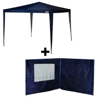 Kit Tenda de Encaixe Base e Topo 3m X 3m Poliester Oxford Azul com 2 Paredes