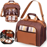 Bolsa Termica 17 Lts Kit Piquenique com Acessrios para 4 Pessoas Parque / Viagem / Passeio