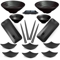 Conjunto 21 Peas para Sushi Comida Oriental com Travessas Pratos Hashis e Molheiras
