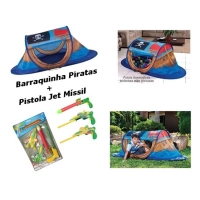 Barraquinha Infantil Pop Up Pirata + Pistola Infantil Jet Missil Mor com Avio