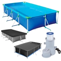 Piscina Premium Retangular Estrutural 10.000 L + Capa + Forro + Bomba 110v