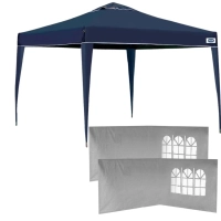 Kit Tenda Gazebo Azul Base e Topo 3x3 M + 4 Paredes na Cor Branca