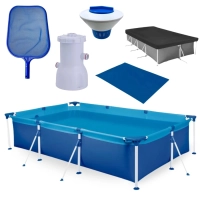 Kit Piscina 3700 Litros em A�o + Clorador + Peneira + Bomba Filtrante Mor 220v + Capa e Forro