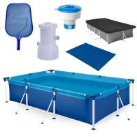 Kit Piscina 3700 Litros em A�o + Forro + Capa + Filtro 220v + Peneira + Clorador Flutuante