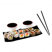 Conjunto Prato e Molheira para Sushi e Aperitivos + 1 Par de Hashi