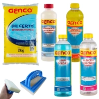 Kit Limpa Bordas + Esfreg�o + Redutor de Ph (ph-) + Clarificante + Algicida + Ph Certo 2 Kg