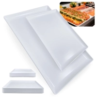 Kit 5 Travessas de 24,8 Cm + 5 Travessas de 35 Cm para Buffet Sushi Comida Japonesa em Melamina