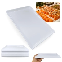 Kit 10 Pratos para Buffet Sushi Restaurante Japons Travessa de 24,8cm Melamina/ Plstico