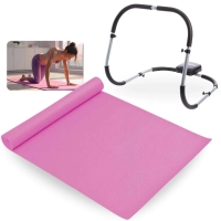 Kit Colchonete Tapete para Yoga Ginstica Eva Rosa + Aparelho Abdominal Treino Musculao Tonificao