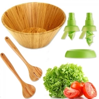 Kit para Salada com Spray Borrifador + Saladeira em Bambu Mor