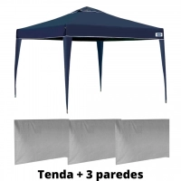 Kit Tenda Gazebo Dobrvel Azul 3x3 M Mor + 3 Paredes Brancas
