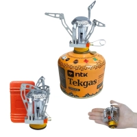 Kit Fogareiro Porttil Compact Inox com Acendedor Automtico + Refil de Gs Tekgs 230 G