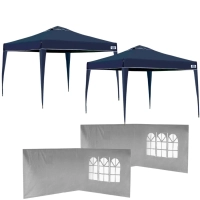 Kit 2 Tendas 3x3 M Dobrvel Azul + 4 Paredes na Cor Branca Mor