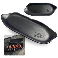 Kit 5 Pratos Travessa Formato Folha Kanpai para Restaurante Japon�s Sushi Melamina Premium