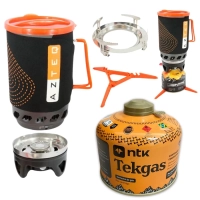 Fogareiro Jet Cook + Panela 1,1 L com Capa Neoprene Azteq + Refil Gs