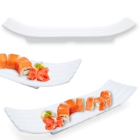 Prato 36x12 Cm para Sushi Buffet Comida Japonesa Melamina Premium Branca