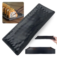 Kit 5 Travessas para Sushi 28,5 Cm Kanpai Retangular com Relevo para Buffet Comida Japonesa em Melamina