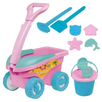 Brinquedo Infantil de Praia Areia Carrinho Cargo com Balde, Pazinha, Rastelo 11 Peas Rosa