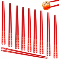 Kit 10 Pares de Hashi para Comida Japonesa 22 Cm Vermelho Decorado