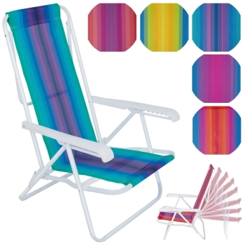 Kit Carrinho de Praia com Avano + 2 Cadeiras 8 Posies em Ao + Caixa Trmica 34 Litros