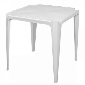 Conjunto Mesa Quadrada Bela Vista + 4 Cadeiras em Plastico Branca