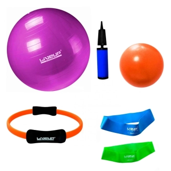 Kit Bola Suia 55 Cm + Mini Bomba + Mini Band Super Forte + Overball