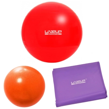 Bola 45cm Vermelha + Overball 25 Cm + Faixa Elstica Mdia