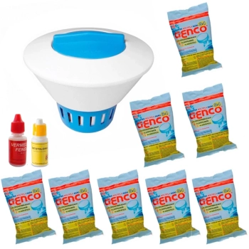 Flutuador Grande + 8 Pastilhas de Cloro + Refil Reagente Ph e Cloro