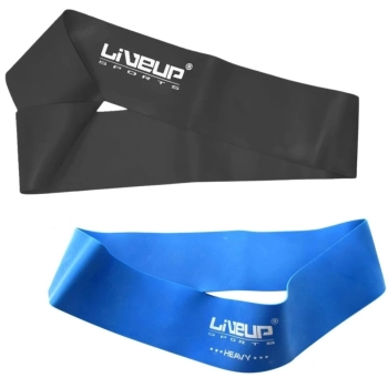 Kit Mini Band com Intensidades Forte Cor Azul + Extra Forte Cor Preta Liveup
