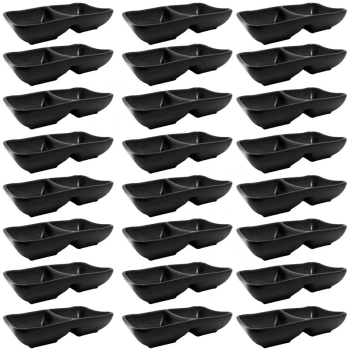 Kit 24 Molheiras Porta Shoyu com Divisria em Melamina/Plstico Preto