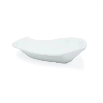 Kit 5 Pratos Travessas 50 Cm em Melamina Premium Branco com Formato de Folha Buffet Restaurante