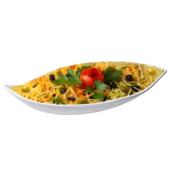 Kit 5 Pratos Travessas 50 Cm em Melamina Premium Branco com Formato de Folha Buffet Restaurante