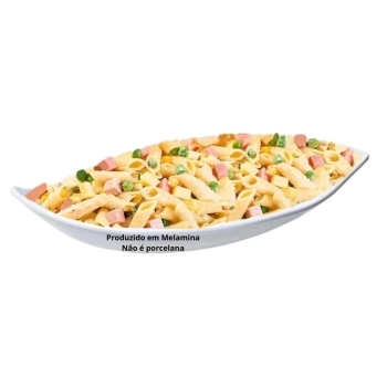 Kit 5 Pratos Travessas 50 Cm em Melamina Premium Branco com Formato de Folha Buffet Restaurante