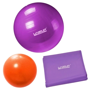 Bola 55cm Roxa + Overball 25 Cm + Faixa Elstica Mdia
