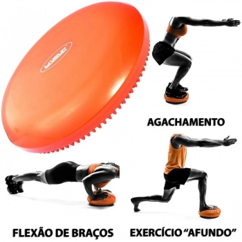 Overball para Pilates 25cm Laranja + 2 Discos Inflveis de Equilbrio