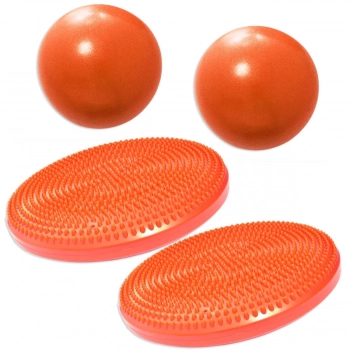 2 Discos Inflveis de Equilibrio + 2 Overballs para Pilates 25cm Laranja