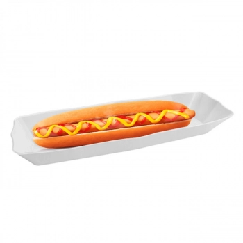 Kit 6 Travessas Dogo Prato em Plstico para Hot Dog 32cm Branco
