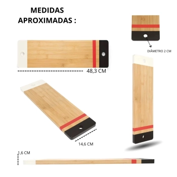 Tbua de Carne em Bamboo para Corte Churrasco Gourmet Retangular 48,3 Cm Acabamento em Verniz Cozinha