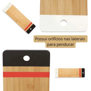 Tbua de Carne em Bamboo para Corte Churrasco Gourmet Retangular 48,3 Cm Acabamento em Verniz Cozinha