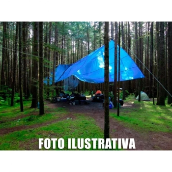 Lona Multiuso com Ilhs 6 X 3 M Azul Encerado de Polietileno Azul