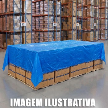 Lona Multiuso com Ilhs 6 X 3 M Azul Encerado de Polietileno Azul
